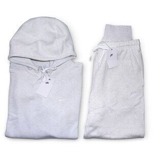 Nike Club Fleece 2 Piece Sweatsuit Size M Birch Heather Tracksuit Outfit Set NWT